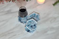GlitterBlue White Coaster  